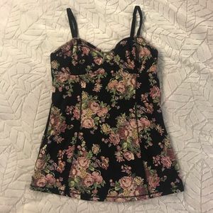 Aritzia Talula Corset Style Floral Tank Top
